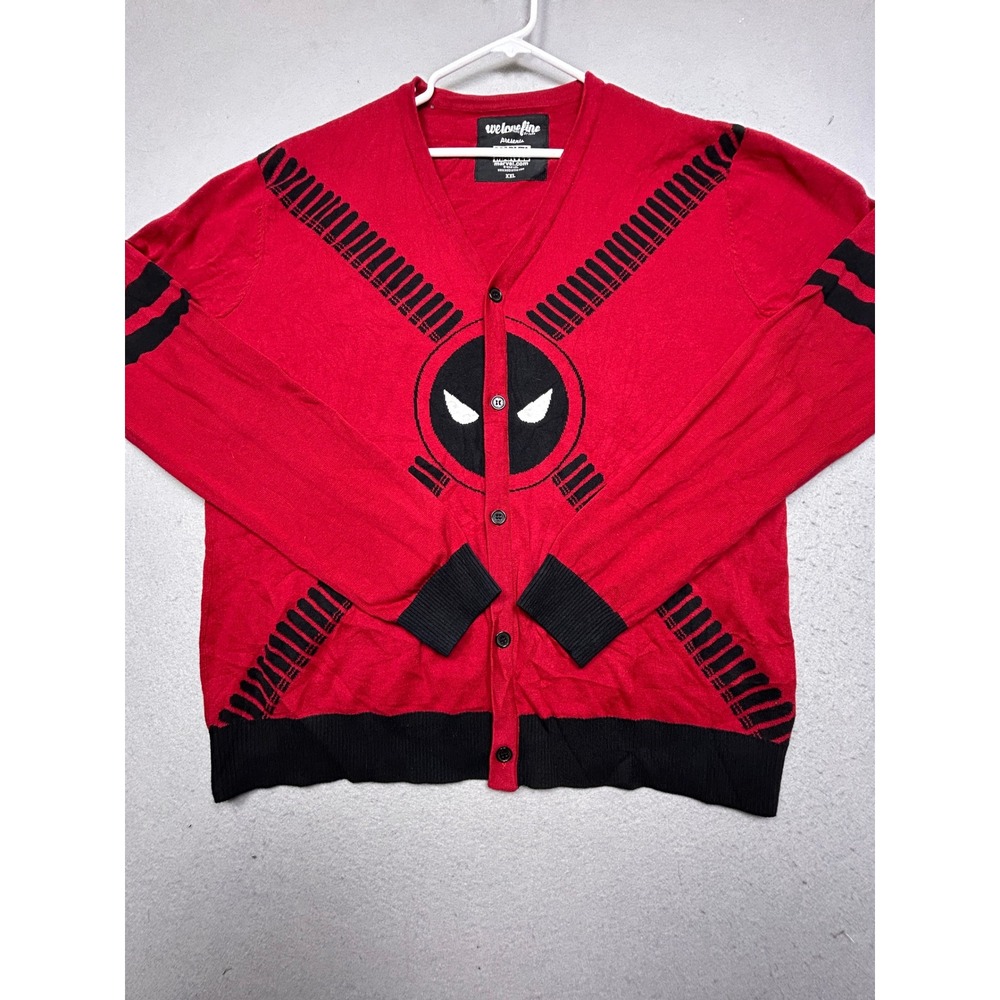 We Love Fine Deadpool Cardigan 100% Cotton Red Black XXL Mens